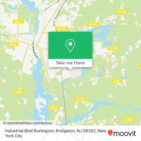 Mapa de Industrial Blvd Burlington, Bridgeton, NJ 08302