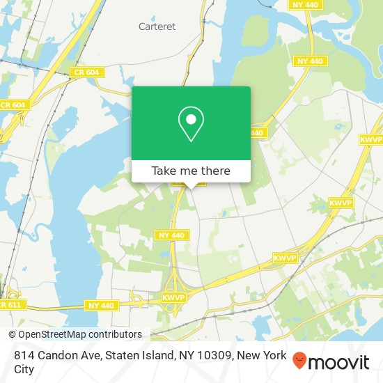 Mapa de 814 Candon Ave, Staten Island, NY 10309