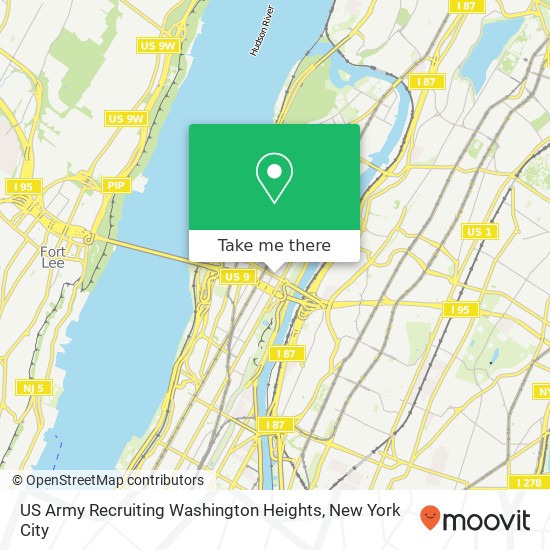 US Army Recruiting Washington Heights map