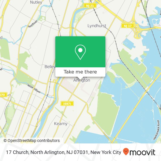 Mapa de 17 Church, North Arlington, NJ 07031