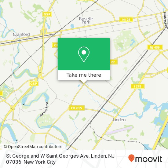 Mapa de St George and W Saint Georges Ave, Linden, NJ 07036