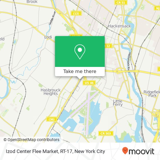 Izod Center Flee Market, RT-17 map