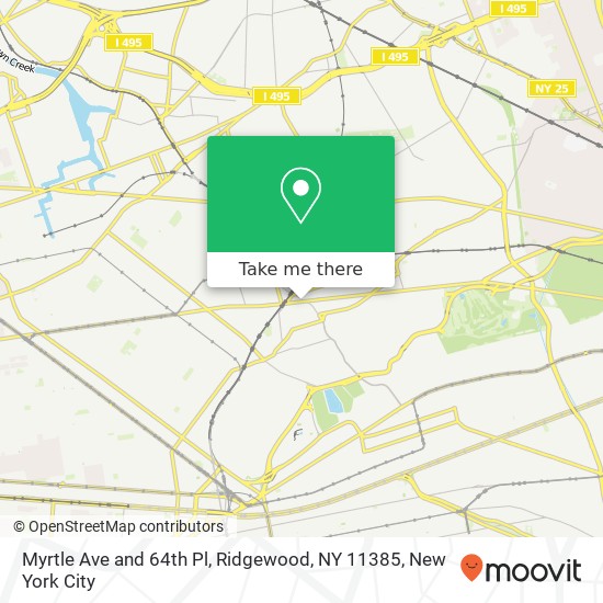 Mapa de Myrtle Ave and 64th Pl, Ridgewood, NY 11385