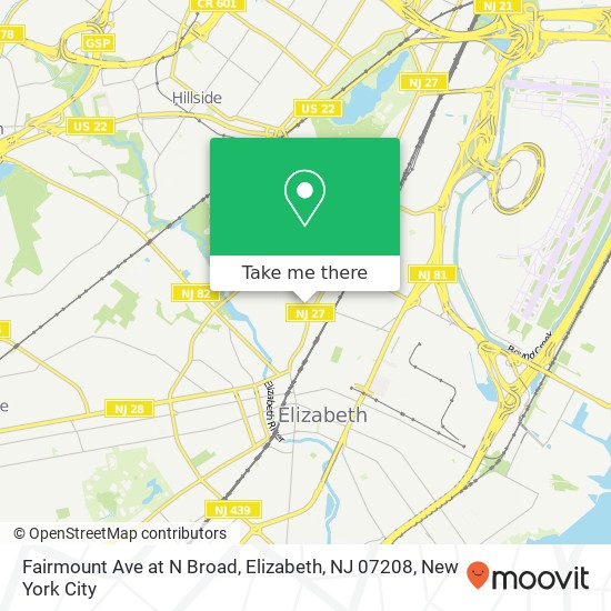 Mapa de Fairmount Ave at N Broad, Elizabeth, NJ 07208