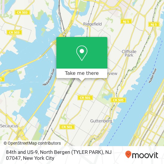 84th and US-9, North Bergen (TYLER PARK), NJ 07047 map