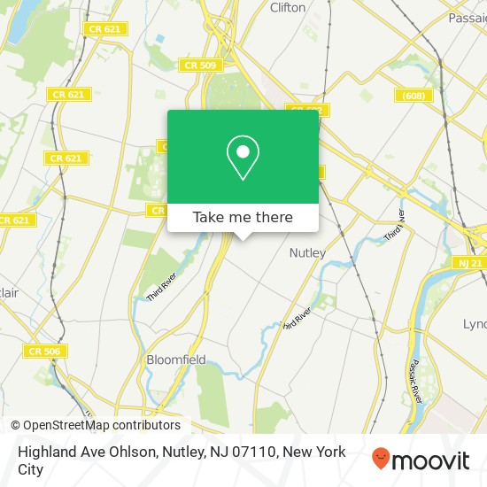 Mapa de Highland Ave Ohlson, Nutley, NJ 07110