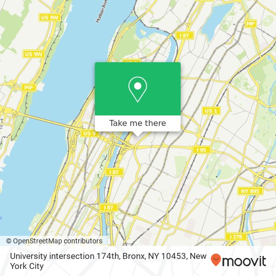 University intersection 174th, Bronx, NY 10453 map