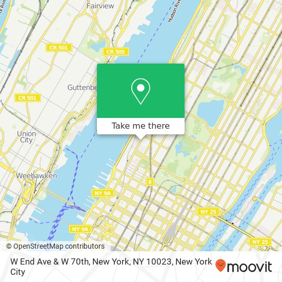 Mapa de W End Ave & W 70th, New York, NY 10023