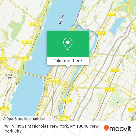 Mapa de W 191st Saint Nicholas, New York, NY 10040