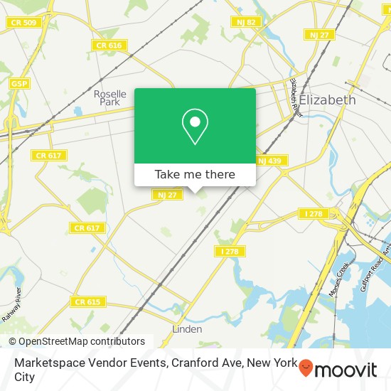 Mapa de Marketspace Vendor Events, Cranford Ave