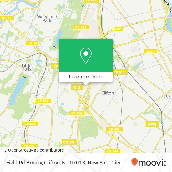 Mapa de Field Rd Breezy, Clifton, NJ 07013