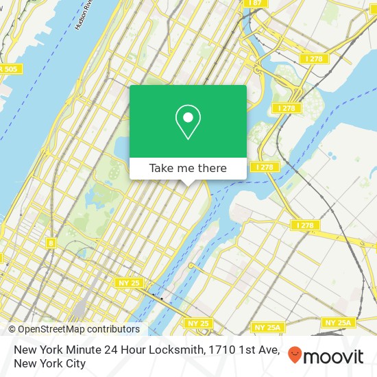 New York Minute 24 Hour Locksmith, 1710 1st Ave map