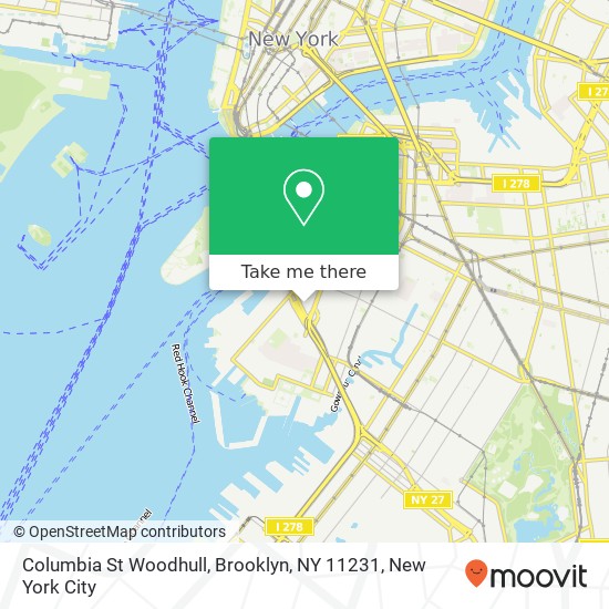Mapa de Columbia St Woodhull, Brooklyn, NY 11231