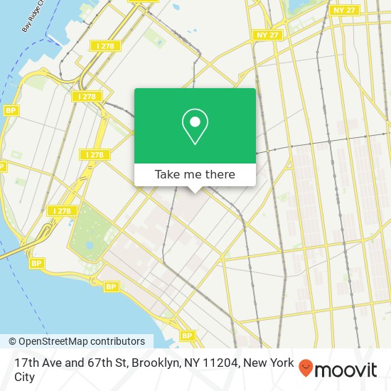 Mapa de 17th Ave and 67th St, Brooklyn, NY 11204