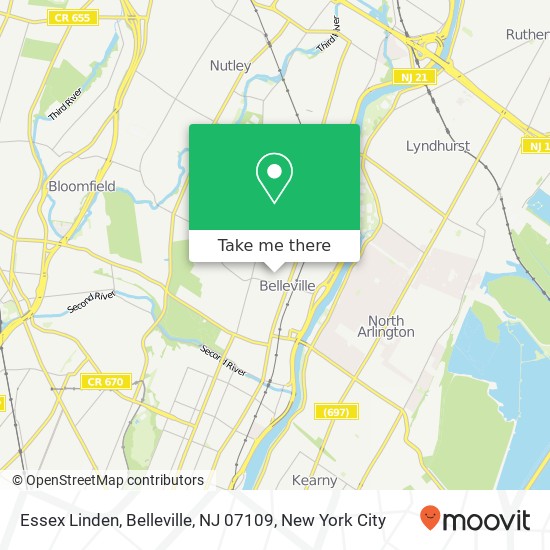 Mapa de Essex Linden, Belleville, NJ 07109
