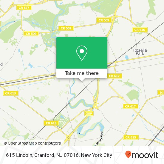 Mapa de 615 Lincoln, Cranford, NJ 07016