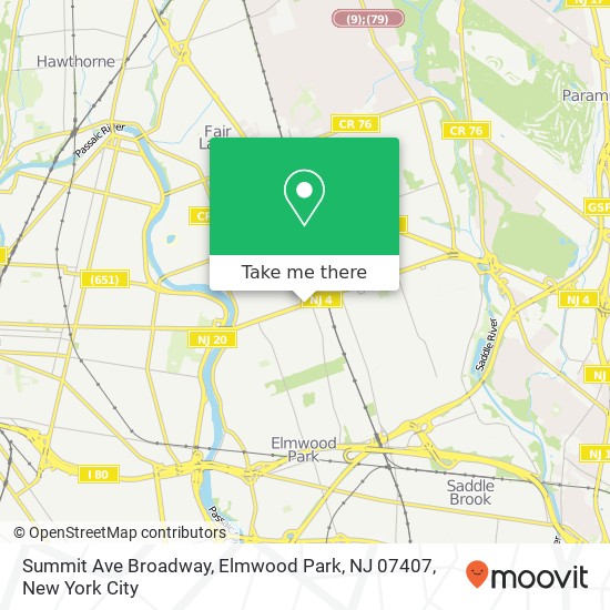 Mapa de Summit Ave Broadway, Elmwood Park, NJ 07407