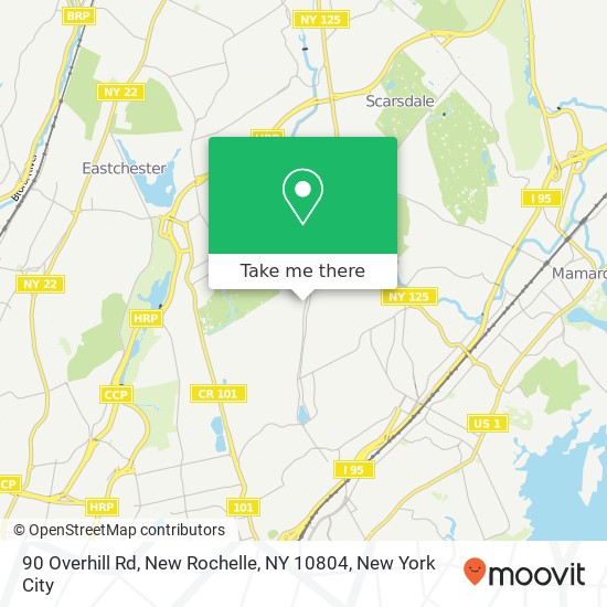 Mapa de 90 Overhill Rd, New Rochelle, NY 10804