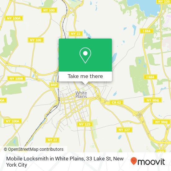 Mobile Locksmith in White Plains, 33 Lake St map