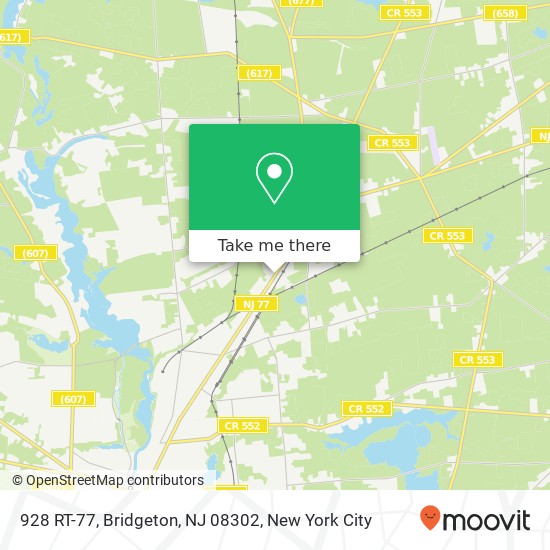 Mapa de 928 RT-77, Bridgeton, NJ 08302