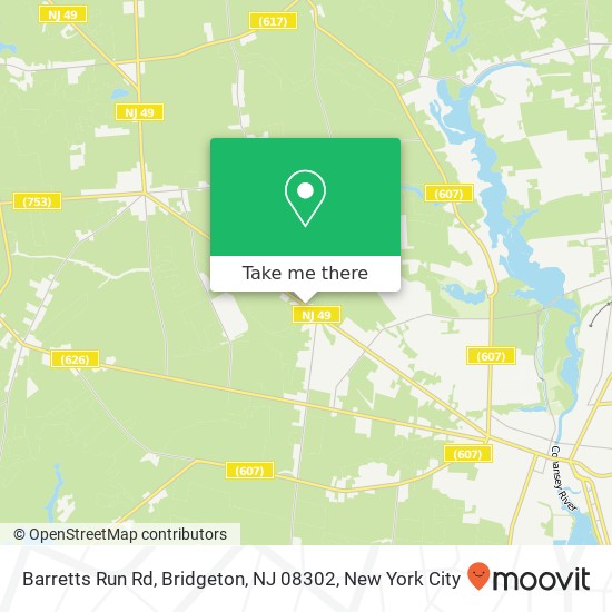 Mapa de Barretts Run Rd, Bridgeton, NJ 08302