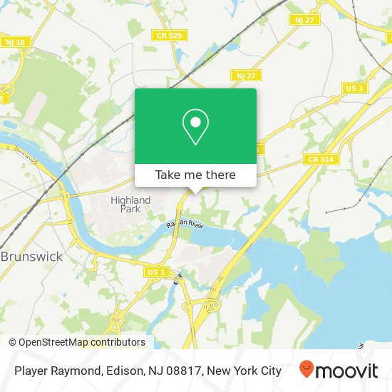 Mapa de Player Raymond, Edison, NJ 08817