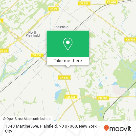 Mapa de 1340 Martine Ave, Plainfield, NJ 07060