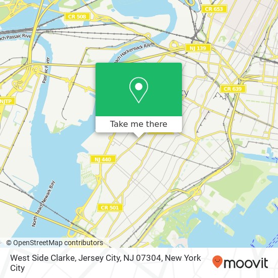 Mapa de West Side Clarke, Jersey City, NJ 07304