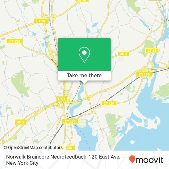 Norwalk Braincore Neurofeedback, 120 East Ave map