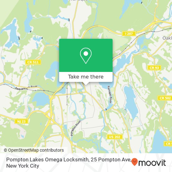 Mapa de Pompton Lakes Omega Locksmith, 25 Pompton Ave