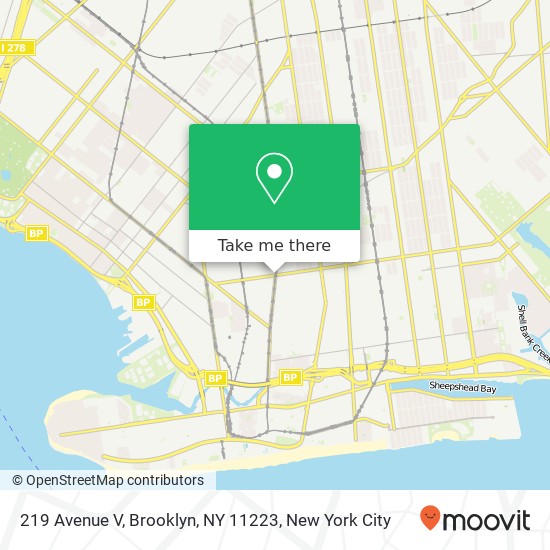 Mapa de 219 Avenue V, Brooklyn, NY 11223