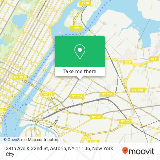 Mapa de 34th Ave & 32nd St, Astoria, NY 11106