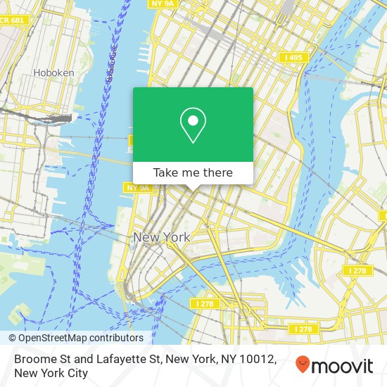 Broome St and Lafayette St, New York, NY 10012 map