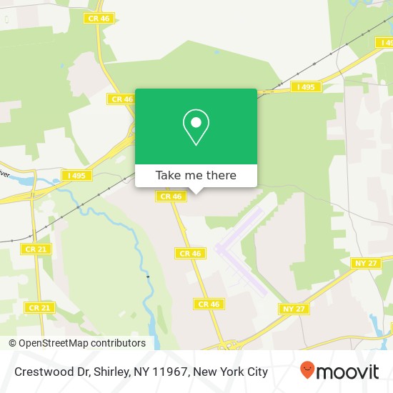 Mapa de Crestwood Dr, Shirley, NY 11967