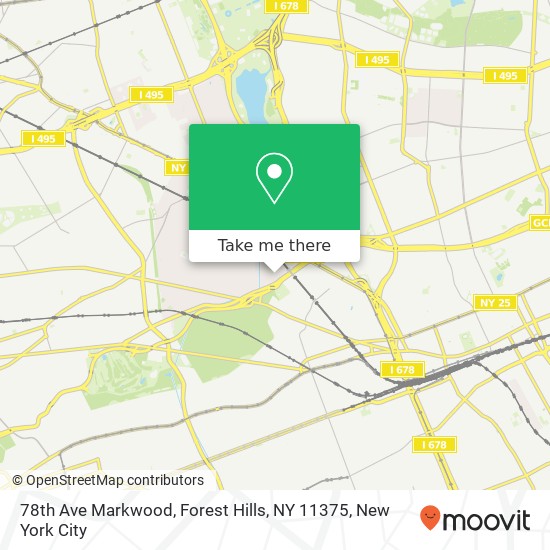 Mapa de 78th Ave Markwood, Forest Hills, NY 11375