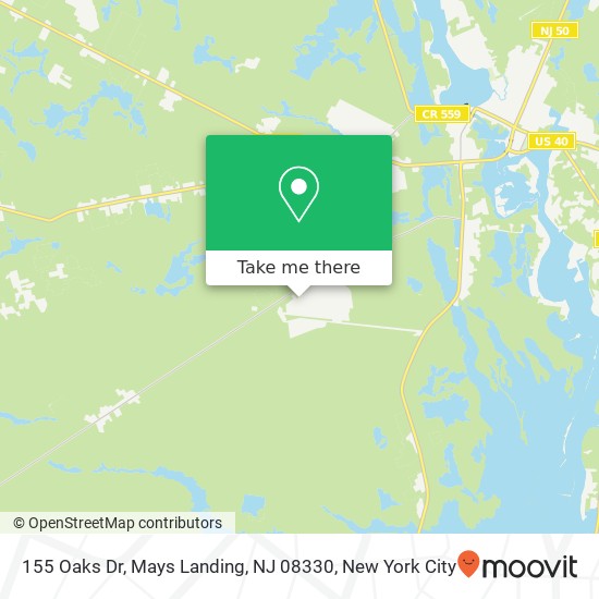 Mapa de 155 Oaks Dr, Mays Landing, NJ 08330