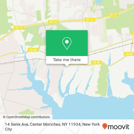 Mapa de 14 Senix Ave, Center Moriches, NY 11934