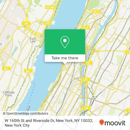 Mapa de W 160th St and Riverside Dr, New York, NY 10032