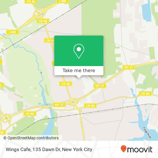 Mapa de Wings Cafe, 135 Dawn Dr