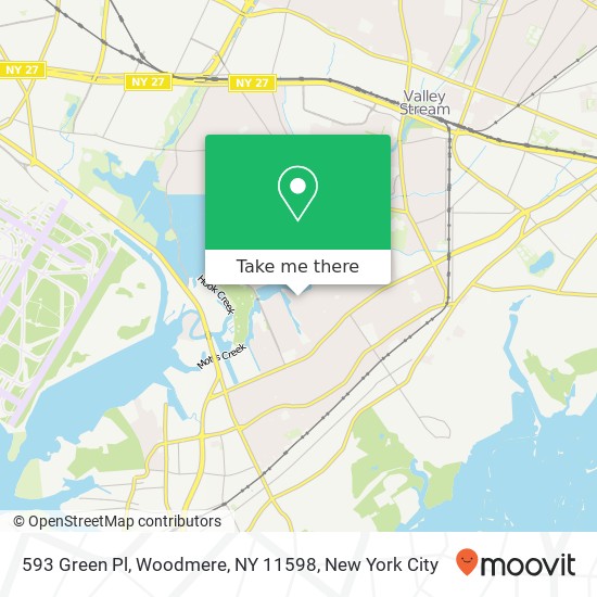 Mapa de 593 Green Pl, Woodmere, NY 11598