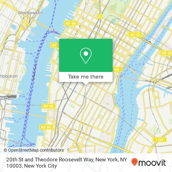 Mapa de 20th St and Theodore Roosevelt Way, New York, NY 10003