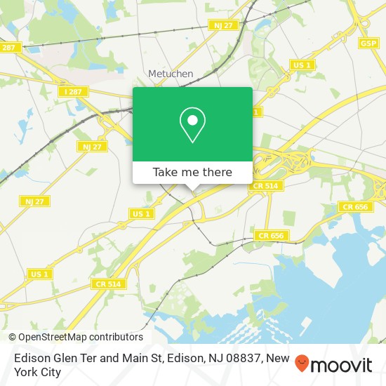 Edison Glen Ter and Main St, Edison, NJ 08837 map