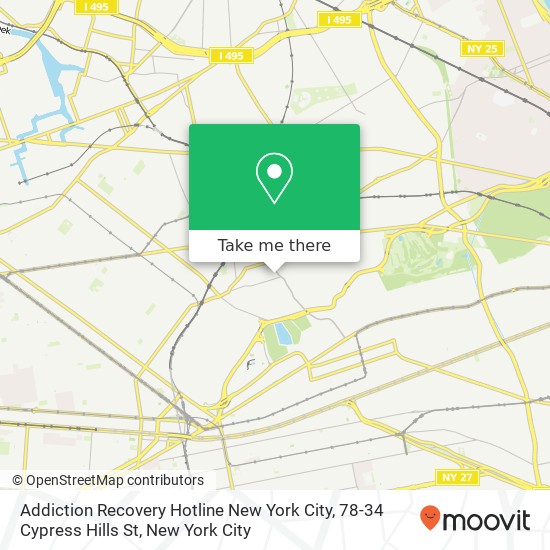 Addiction Recovery Hotline New York City, 78-34 Cypress Hills St map