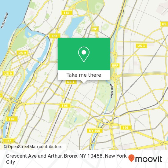 Mapa de Crescent Ave and Arthur, Bronx, NY 10458