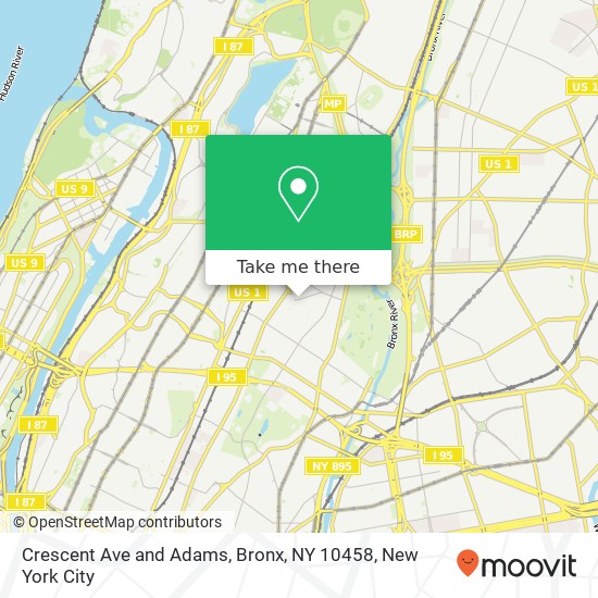 Mapa de Crescent Ave and Adams, Bronx, NY 10458