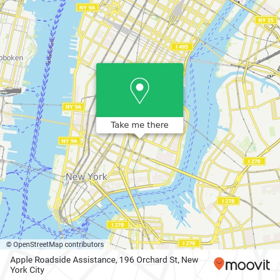 Mapa de Apple Roadside Assistance, 196 Orchard St