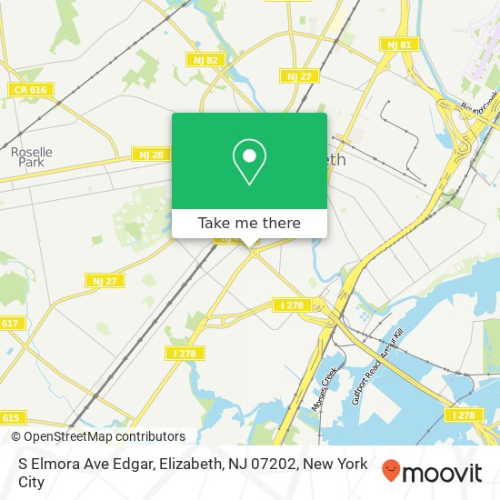 Mapa de S Elmora Ave Edgar, Elizabeth, NJ 07202