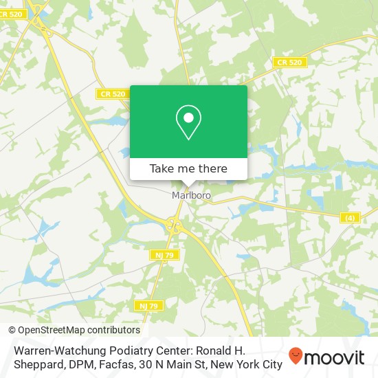 Warren-Watchung Podiatry Center: Ronald H. Sheppard, DPM, Facfas, 30 N Main St map