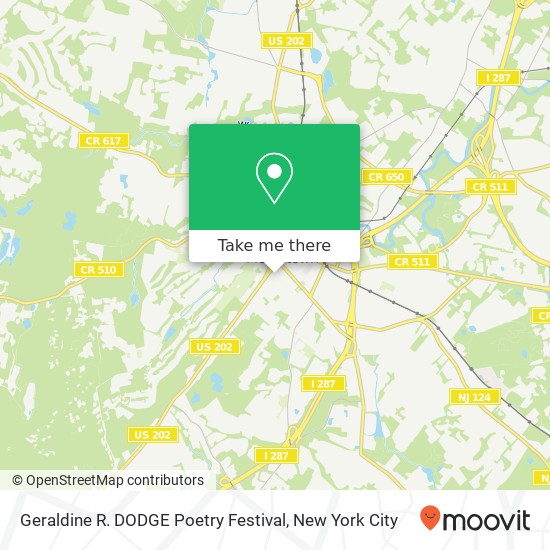 Mapa de Geraldine R. DODGE Poetry Festival