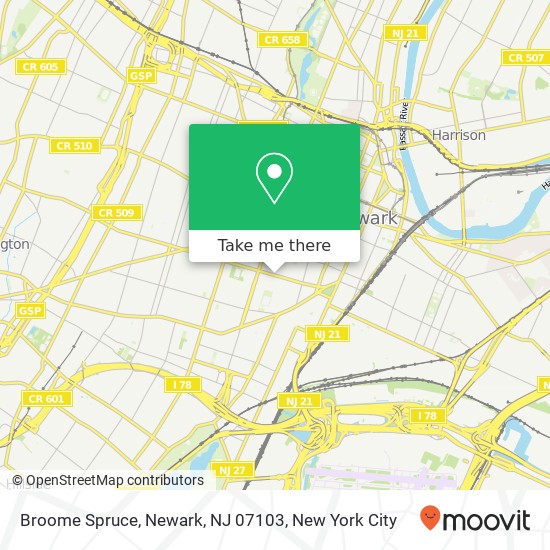 Mapa de Broome Spruce, Newark, NJ 07103